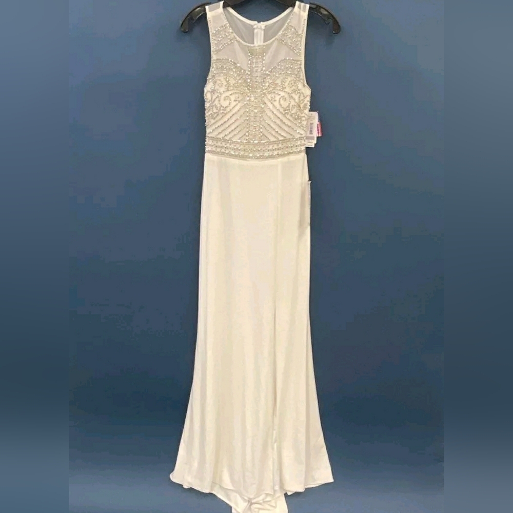 NEW Morgan & Co Designer White Formal Cockatil Wedding Party Dress - Size 1